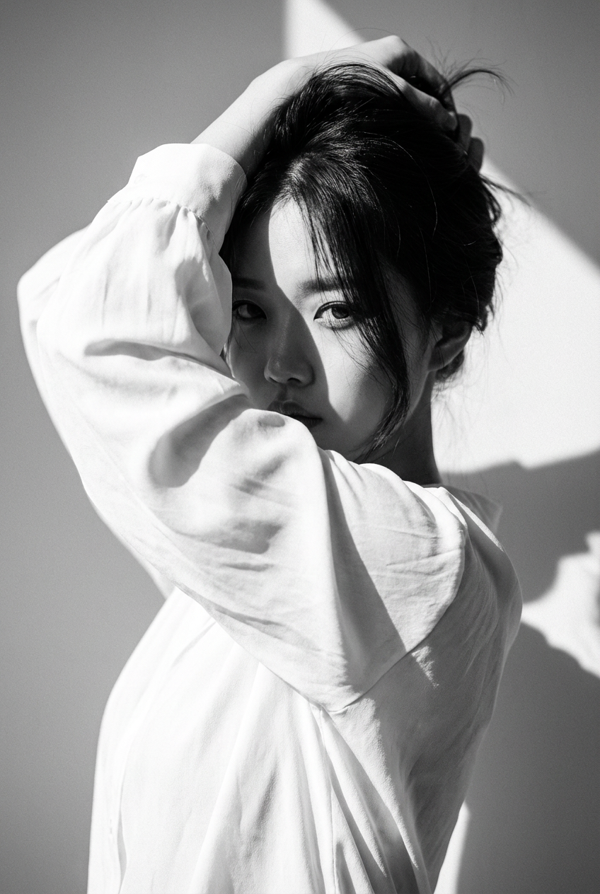 High-Fashion Editorial Portrait (Monochrome)